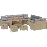 vidaXL Tuinbank Set 14 st 13-Aantal zitplaatsen Beige en Lichtgrijs