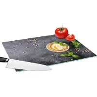 KitchenYeah Glazen Snijplank - 39x28 - Dessert - Basilicum - Kruiden - Industrieel - Snijplanken Glas