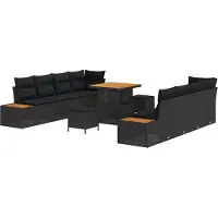 vidaXL Tuinbank Set 11 st 10-Aantal zitplaatsen Zwart Poly rattan