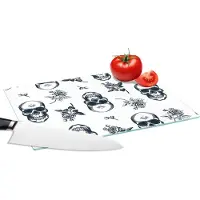 KitchenYeah Glazen Snijplank - 28x20 - Tieners - Skull - Bloemen - Patronen - Snijplanken Glas