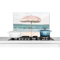 KitchenYeah Spatscherm keuken 60x40 cm - Kookplaat achterwand Parasol - Strand - Zee - Wolken - Muurbeschermer - Spatwand fornuis - Hoogwaardig aluminium