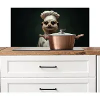 KitchenYeah Spatscherm keuken 90x45 cm - Kookplaat achterwand Dier - Kok - Stokstaartje - Muurbeschermer - Spatwand fornuis - Hoogwaardig aluminium