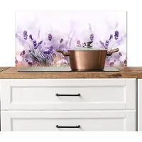 KitchenYeah Spatscherm keuken 80x40 cm - Kookplaat achterwand Lavendel - Bloemen - Paars - Natuur - Muurbeschermer - Spatwand fornuis - Hoogwaardig aluminium