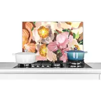 KitchenYeah Spatscherm keuken 70x50 cm - Kookplaat achterwand Bloemen - Planten - Orchidee - Kunst - Muurbeschermer - Spatwand fornuis - Hoogwaardig aluminium