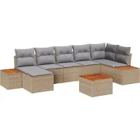 vidaXL Tuinbank Set 8 st 7-Aantal zitplaatsen Beige en Lichtgrijs