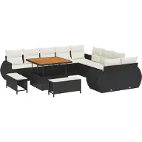 vidaXL Tuinbank Set 13 st 13-Aantal zitplaatsen Zwart en crème