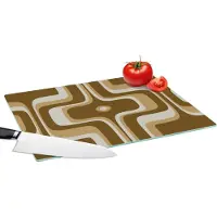 KitchenYeah Glazen Snijplank - 39x28 - Retro - Design - Bruin - Snijplanken Glas