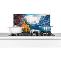 KitchenYeah Spatscherm keuken 70x30 cm - Kookplaat achterwand Bergen - Meer - Pad - Natuur - Water - Muurbeschermer - Spatwand fornuis - Hoogwaardig aluminium