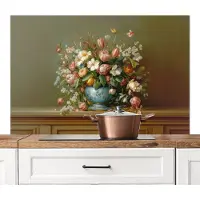 KitchenYeah Spatscherm keuken 120x80 cm - Kookplaat achterwand Vaas - Pastel - Kleuren - Bloemen - Muurbeschermer - Spatwand fornuis - Hoogwaardig aluminium