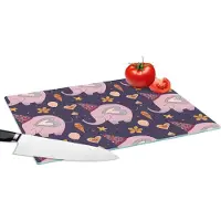 KitchenYeah Glazen Snijplank - 39x28 - Verjaardag - Olifant - Bloemen - Patronen - Snijplanken Glas