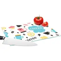 KitchenYeah Glazen Snijplank - 28x20 - Patronen - Koffiebonen - Koffie - IJs - Snijplanken Glas