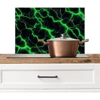 KitchenYeah Spatscherm keuken 60x40 cm - Kookplaat achterwand Bliksemflitsen - Groen - Energie - Muurbeschermer - Spatwand fornuis - Hoogwaardig aluminium