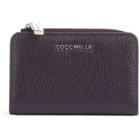 Coccinelle Leren kaarthoes Metallic Soft Credit Card Holder Prune donkerpaars