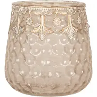 Clayre & Eef Waxinelichthouder Ø 10x10 cm Roze Glas