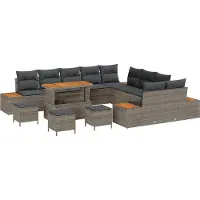vidaXL Tuinbank Set 14 st 13-Aantal zitplaatsen Grijs Poly rattan