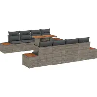 vidaXL Tuinset, 9-delig, grijs, polyrotan