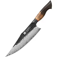 Xinzuo Koksmes Damascus – X06 Mo Series – 22 cm – Gebrand Eiken Handvat – Professioneel Keukenmes