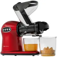Kitchenbrothers Slowjuicer XL - Sapcentrifuge - Groenten- en Fruitpers - 43 mm en 70 mm invoer - 500 ml - Rood