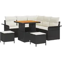 vidaXL Tuinset met tuinbank, 8 stuks, zwart, polyrotan
