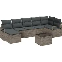 vidaXL Bankstel 8 st Lichtgrijs poly rattan
