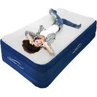Aerorest 1-persoons luchtbed | 210 x 99 x 51 cm | Afritsbaar topmatras | Inclusief bijpassend hoeslaken + reparatiekit + hoofdkussen
