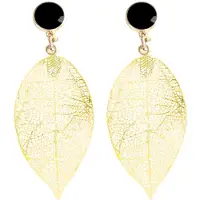 Charme Bijoux Clip oorbellen -zwart -goudkleur -filigraan- lang- geen gaatje-