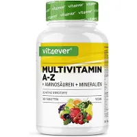 Vit4ever Multivitamine A-Z - 365 tabletten (12 maanden) - 32 actieve bestanddelen - Combinatie van mineralen + aminozuren + sporenelementen + plantenextracten - Veganistisch - Hoog gedoseerd –