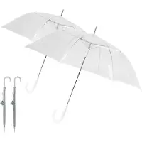 Discountershop Set van 2 Transparante Paraplu's | Lichtgewicht en Unisex | Automatisch | Diameter 102 cm | Polyester Frame en Doek | Trouwparaplu met Handvat in Haakvorm | Ideaal voor je speciale gelegenheden