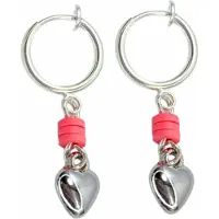 Charme Bijoux Klem oorbellen -hartje -roze -zilverkleur-geen gaatje-