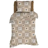 Romanette Dekbedovertrek Kwadro Beige Katoen-140 x 200 / 220 cm | 1-Persoons