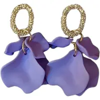 Charme Bijoux Oorbellen -Zifra -goud -paarse bladeren- lang-