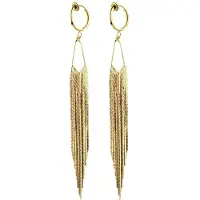 Charme Bijoux Klem oorbellen Raya - lang -13 cm-Goudkleur-geen gaatje-