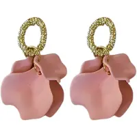 Charme Bijoux Oorbellen -Zifra -goud - roze bladeren- lang-