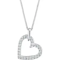 Elli Halsketting Ketting Hartje met Steentjes 925 Sterling zilver