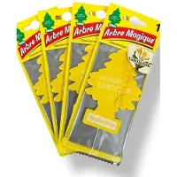 ARBRE MAGIQUE Geurboom Vanille - 4 Stuks - Luchtverfrisser - Geel - Voor in de auto/vrachtwagen/bus