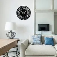 Opviq , Enzoclock - ENZ1422, Schwarz, wandklokken, 48 x 48 cm, 100% metaal (dikte: 1)
