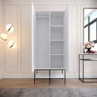 Skye Decor , model 2 - Wit, Garderobekast, Wit, 100% melaminecoating op spaanplaat, 84 x 50 x 200 cm
