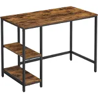 Vasagle Bureau met 2 planken industrieel design, Vintage Bruin + Zwart / 100 x 50 cm