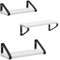 Vasagle Set van 3 wandplanken in industrieel design, Wit + Zwart / Set van 3 (30/35/40 cm)