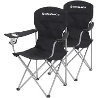 Songmics Set van 2 campingstoelen met robuust stalen frame, Zwart