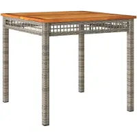 vidaXL Tuintafel 80x80x75 cm poly rattan en acaciahout grijs