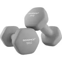 Songmics Hexagon dumbbells voor thuis met neopreen coating, Grijs / 2 x 5 kg