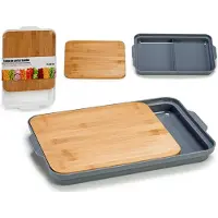 Bigbuy AK Kitchen - Bamboe snijplank met opvangbak - Wit