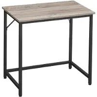 Vasagle Computerbureau, tafel, 50 x 80 x 76 cm, voor kantoor, slaapkamer, woonkamer, metalen frame, grijs gemêleerd en inktzwart LWD038B02