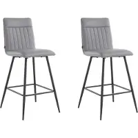 Notio Living Zeta-Barkruk - Set van 2 - Grijs PU