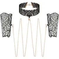 Rosy Gold - halsband en polsboeien set - zwart