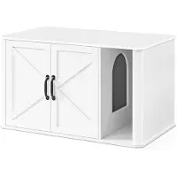 Feandrea Modern kattenhuis met dubbele deur en handige vooringang, Wolk Wit