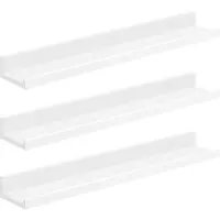 Songmics Zwevende planken set van 3, Wit / 10 x 80 x 5 cm