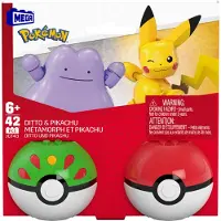 Pokemon Pikachu & Ditto - Bouwset met 2 Pokéballen - 7+ jaar