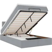 vidaXL Ottoman bed met matras en LED's 120x190 cm stof lichtgrijs